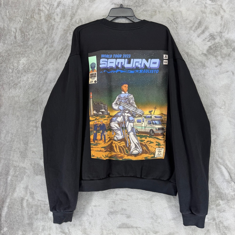 Rauw Alejandro Saturno World Tour 2023 Sweatshirt Mens XL Black Cotton Graphic